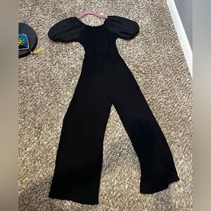Girls Black Puff Sleeve Jumpsuit size Small